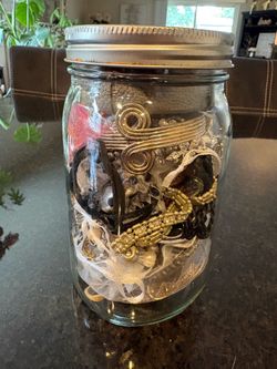 Large Mystery Jewelry Jar – Vintage, Rhinestones, Wearable & Craft Jewelry Lot