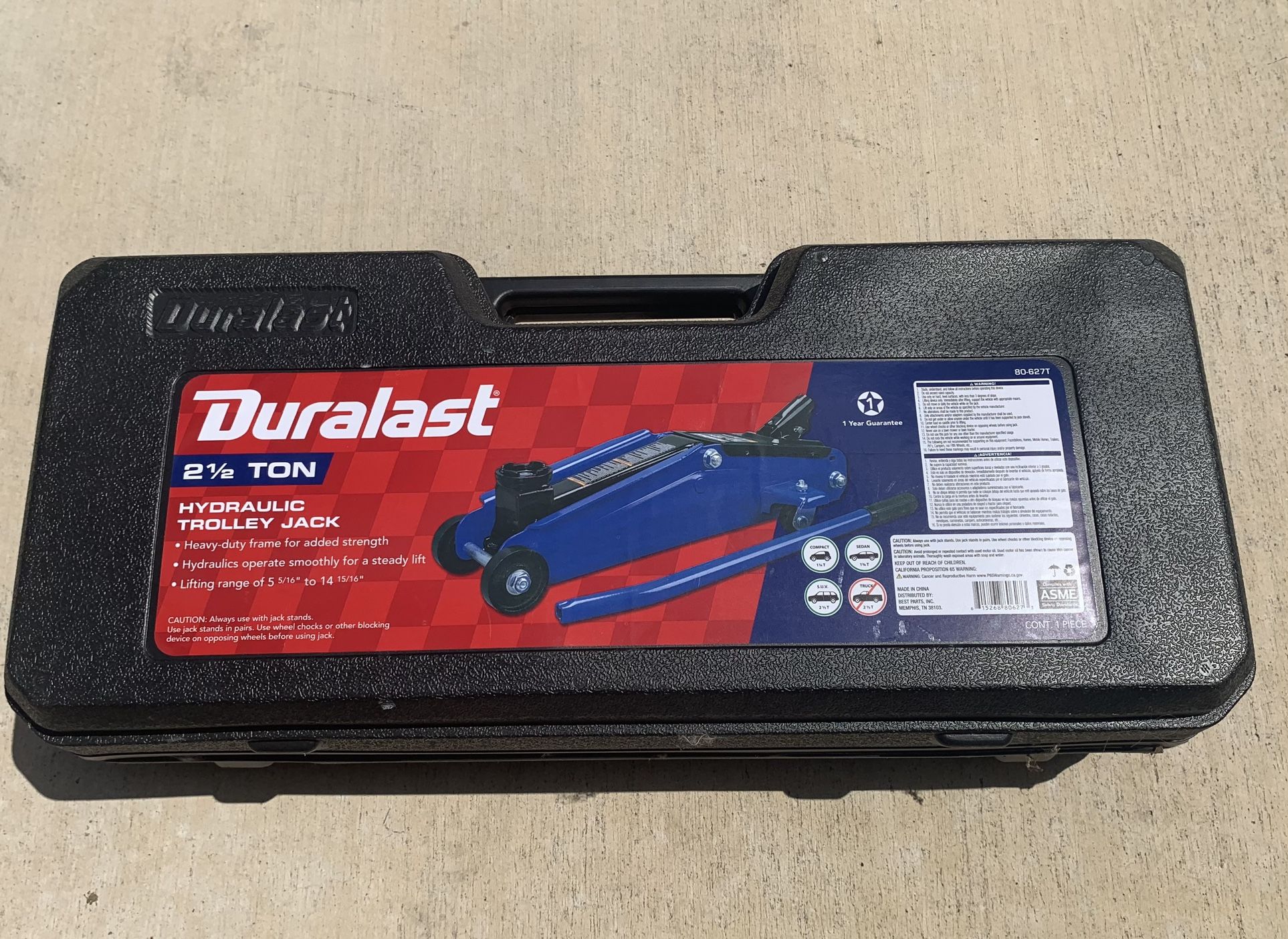 Duralast 2.5 Ton Hydraulic Trolley Jack 80-627T