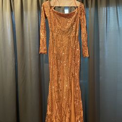 Gold Sequin Prom Dress