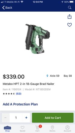 Metabo brad nailer 18gauge
