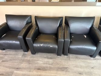X 10 Black Faux Leather Club Chairs $80 each