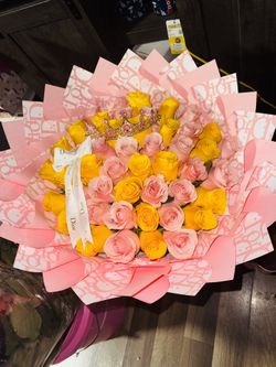 Yellow And Pink Roses Ready To Pick Up