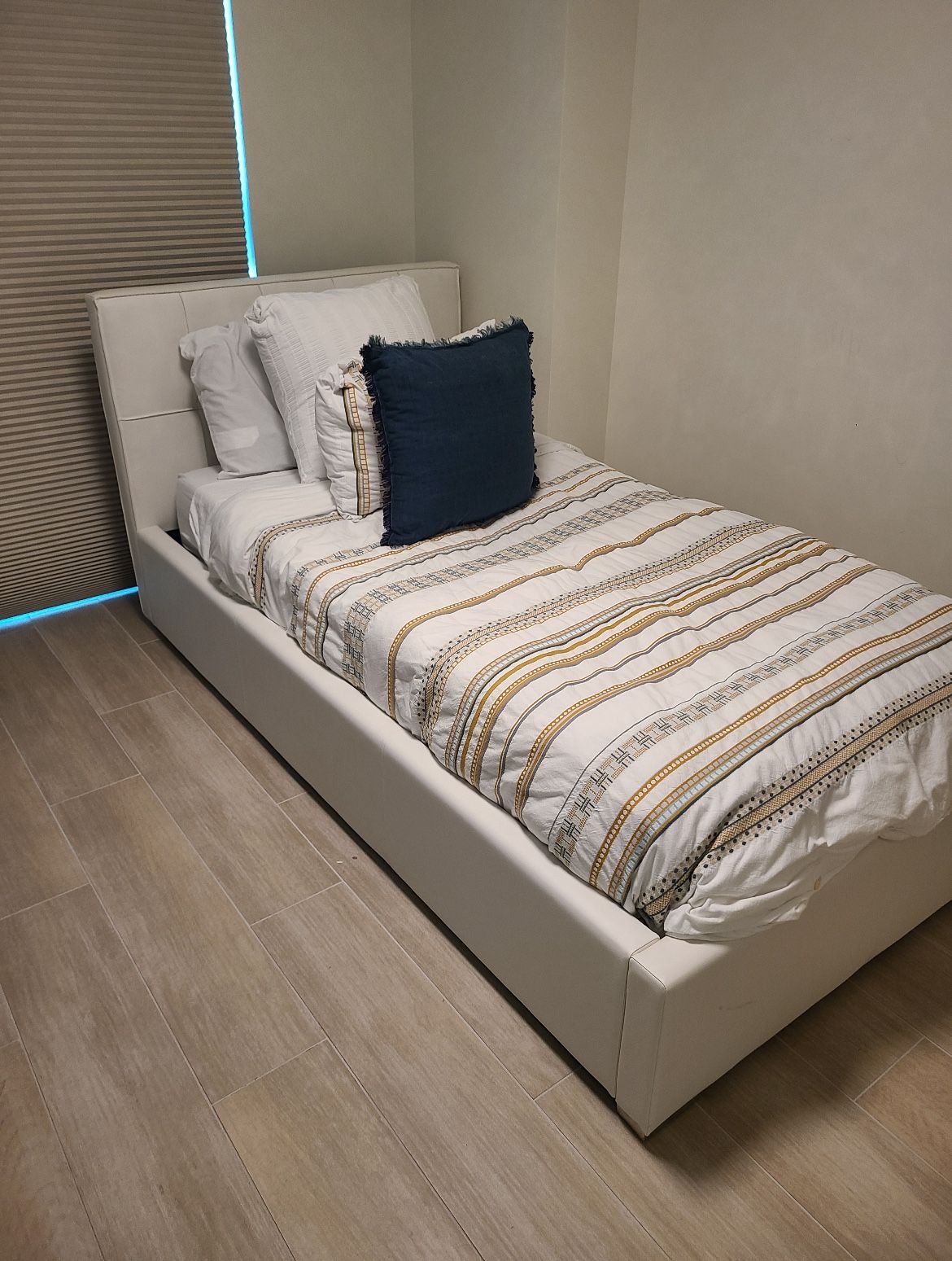 White Leather Twin bed
