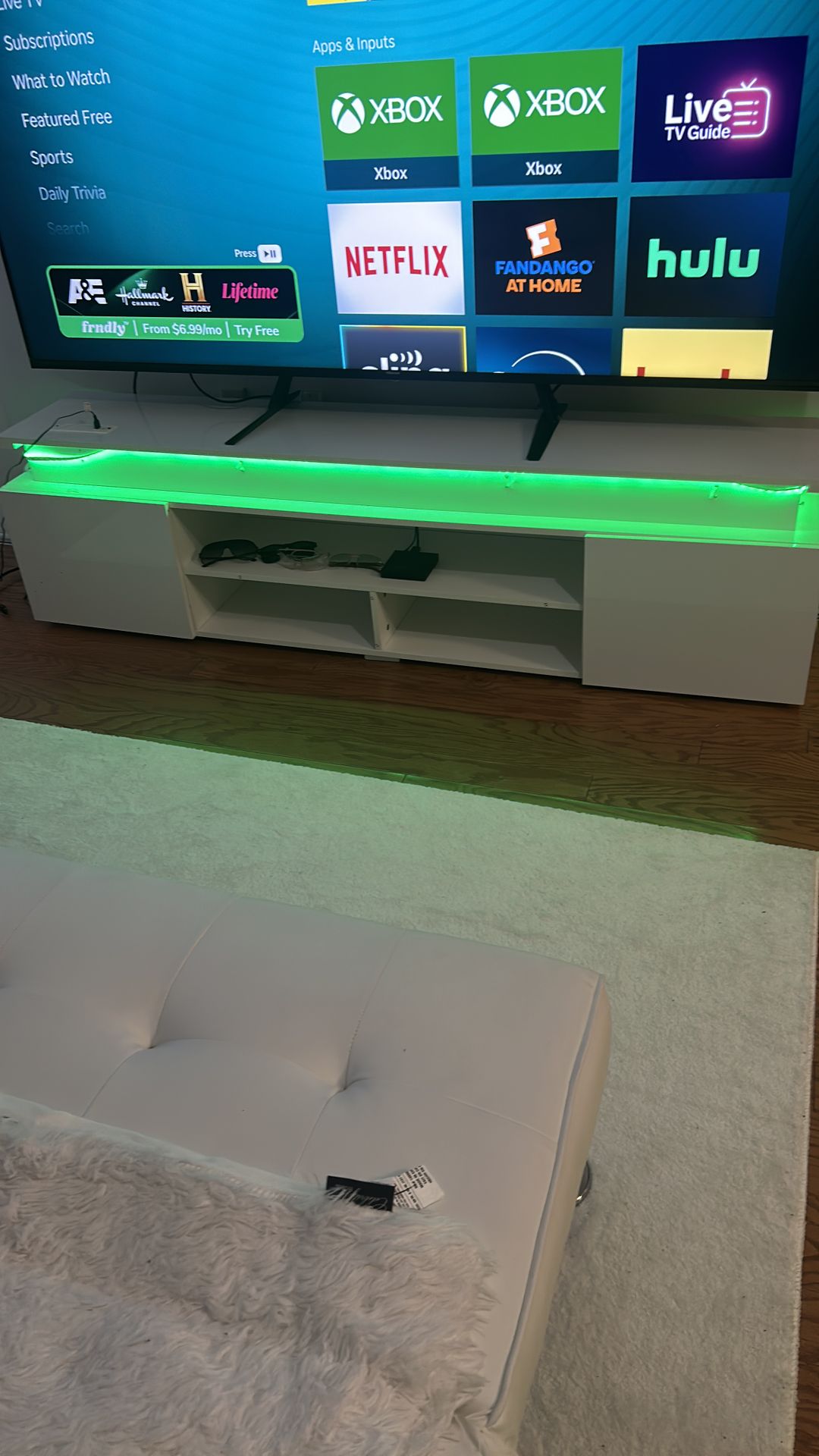 82 inch tv stand all white for sale led lights with remote