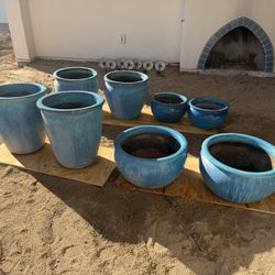 Beautiful Blue Ceramic Pots – Various Sizes