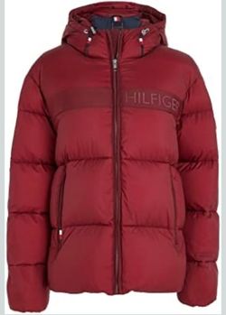 Tommy Hilfiger Red Puffer size M Jacket with Hood