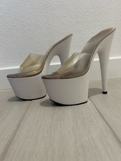 White Platform High Heel Mule 5