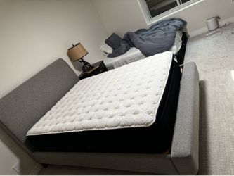 Grey queen size upholstery bed