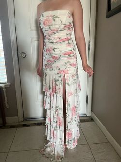 Floral Strapless Ruched Tiered Maxi Dress