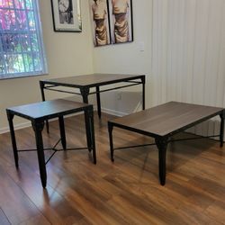 Mackenzie Wood Laminate/ Metal Table Set-3 Piece 