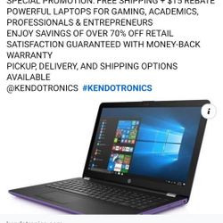 HP Laptop 15-BW038CL 15.6" AMD A12-9720P Quad-Core CPU @ 2.70 to 3.80 GHz, AMD Radeon R7 Graphics (12GB RAM, 256GB SSD) CD DVD, Windows 11 Pro - Purpl