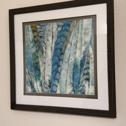 Blue & Teal Feather Wall Art – Framed Home Decor