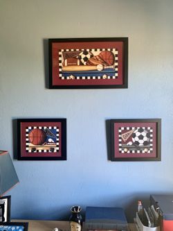 Set of 3 Boy’s Room Sports Wall Art