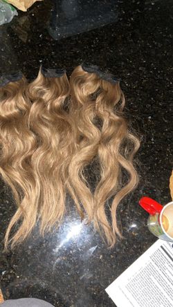 Brown mix Blonde Clip in Synthetic Highlight Hair Extensions Long Wavy 4PCS Thick Hairpieces 20 Inch for Women