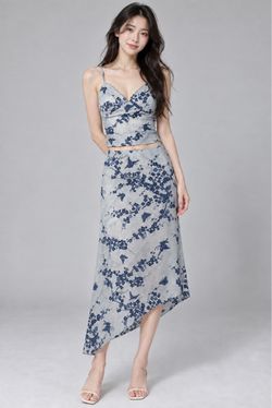 Blue Floral Two-Piece Set — Size S