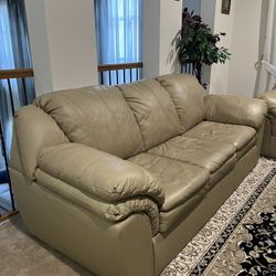 3 Olive Leather Couch 