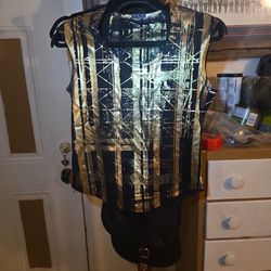 Very Shiny Perfect To Stand Out Black And Gold Top
