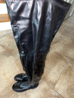 Long black boots short heel
