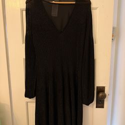 Armani Metallic Black Knit Dress 16