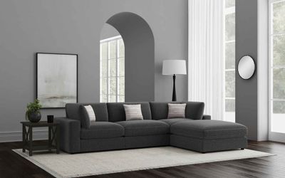 Serene 4-piece Upholstered Modular Sectional Sofa Charcoal Free delivery