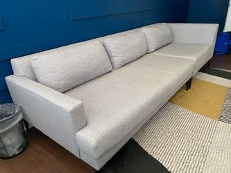 3 PC Sectional Sofa single+double+ottoman light Greyish white mix