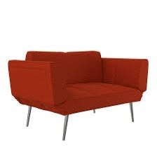 DHP Euro Upholstered Futon with Magazine Storage, Burnt Orange