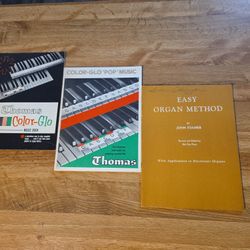 Thomas Color-Glo Organ Music Books Vintage Easy Organ Method Lot Of 3