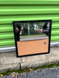 Mirror and Cork Board Combo with Black Frame