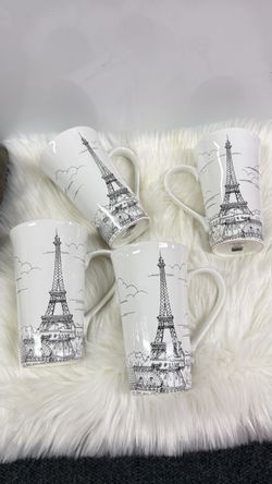Eiffel Tower Black & White Coffee Mug Parisian Scene 222 Fifth Ave 16 oz