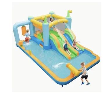 Bouncy House With Water Slide, Pool, Water Gun, And Punching Bag