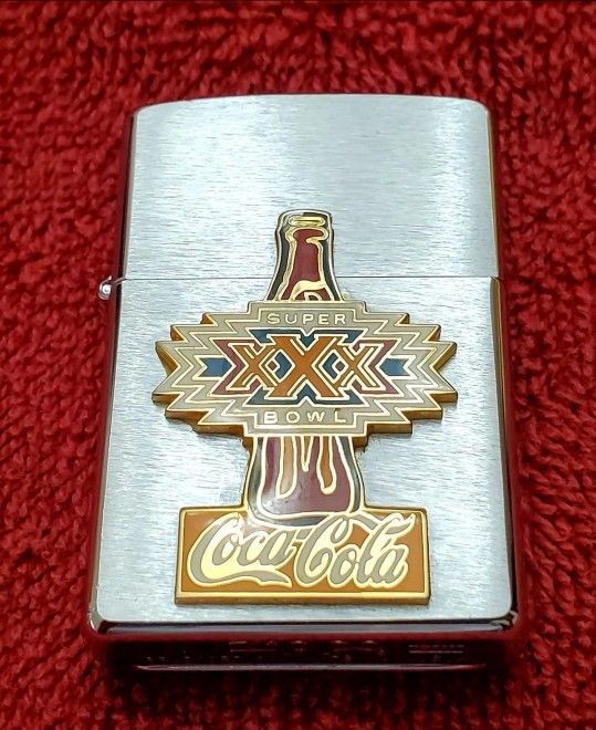 VINTAGE COCA COLA, SUPER BOWL XXX ZIPPO, MINT, NEVER USED