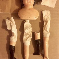 Vintage Porcelain Doll Head, Arms And Legs VGC