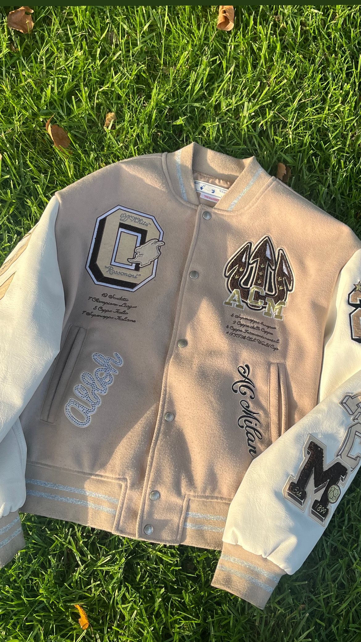 Off White Varsity Jacket Cream
