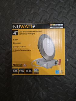 NUWATT 4" LED Canless Downlight Brushed Nickel Dimmable 9W 5K
