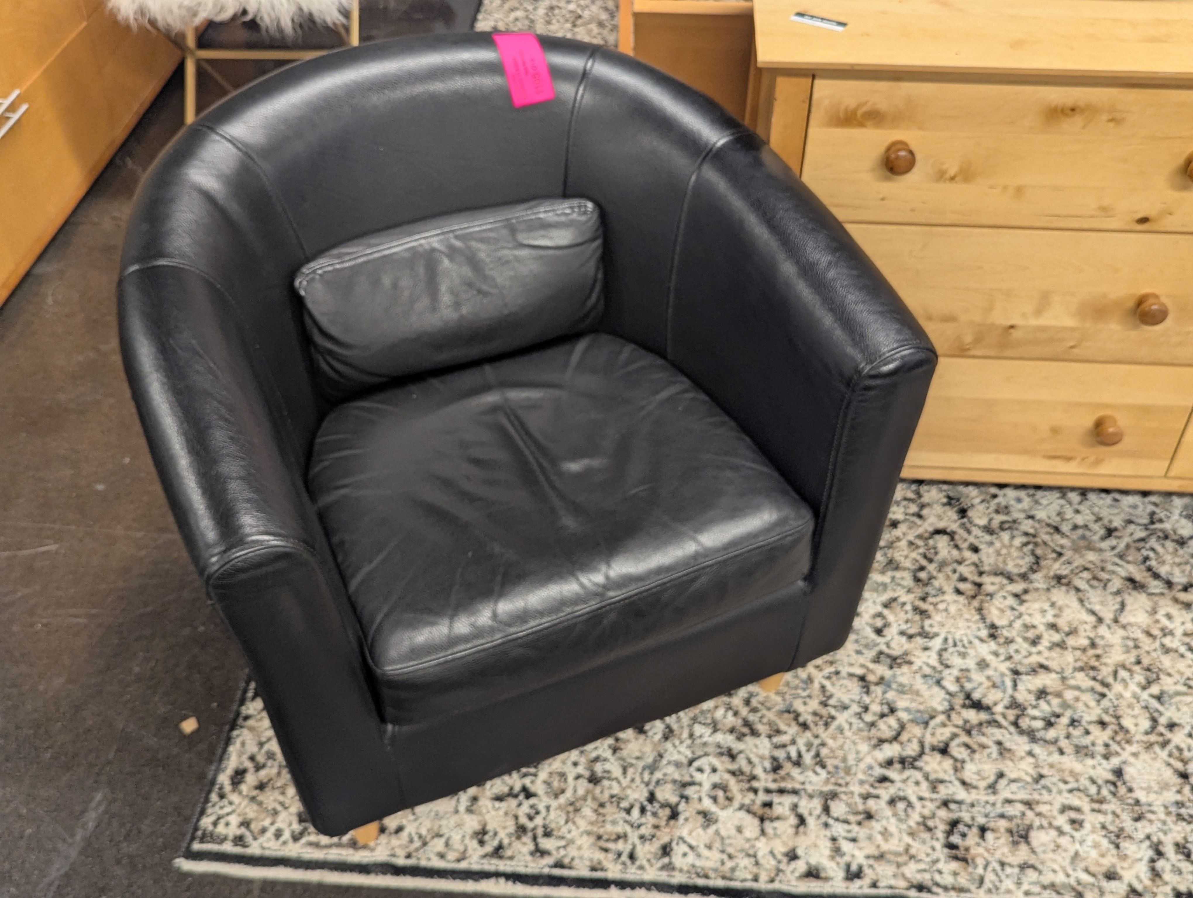 BLACK VINYL ARMCHAIR
