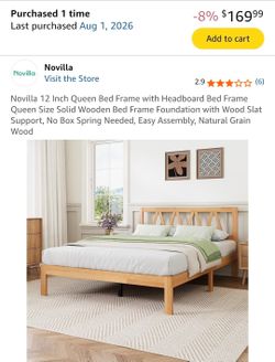 NEW Novilla Queen Mattress + Wood Bed Frame — $250