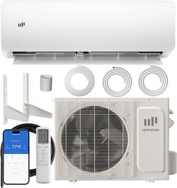Upstreman 12000 BTU Mini Split AC Heating System, 20 SEER2, 115V  Inverter, Ductless, Pre-Charged Condenser, Installation Kits, Wall Bracket Included,