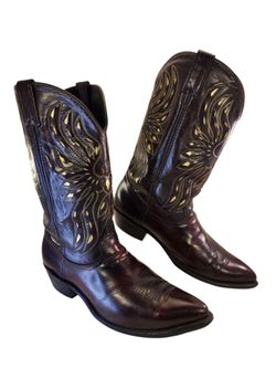 Acme VTG 1980’s Thunderbird EAGLE Inlay BLACK CHERRY Rockabilly Boots Men’s 13 D