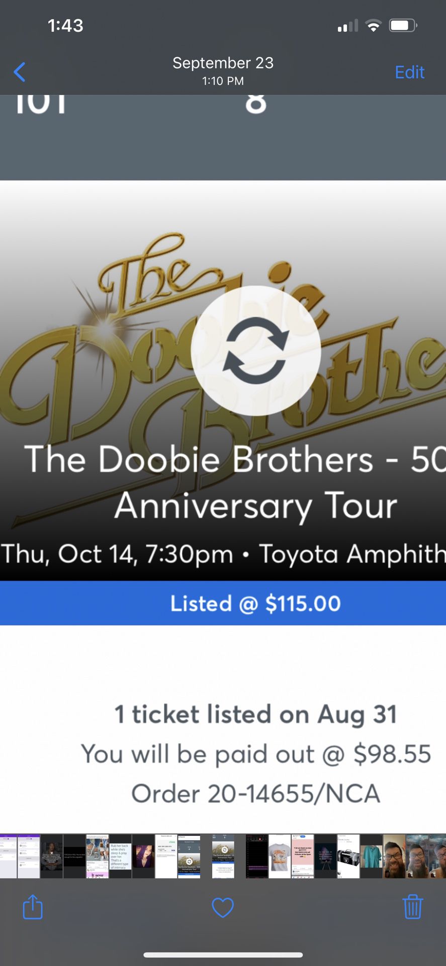 Doobie Brothers Tickets For Tomorrow 10/14 I Have #3