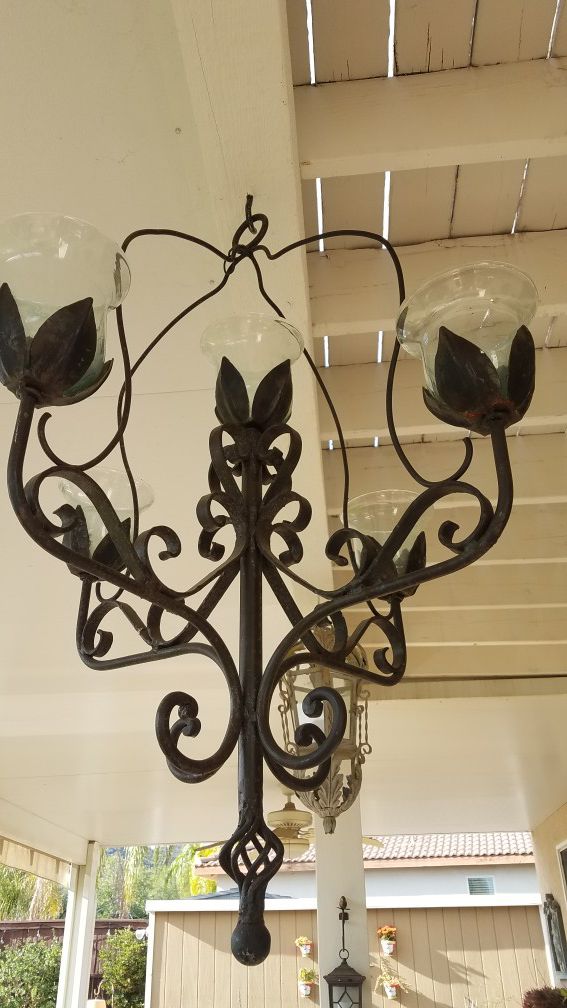 Heavy wrought iron candle holder