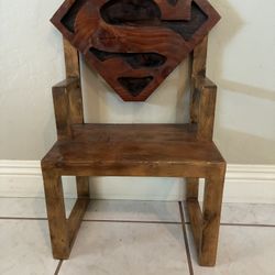 Vintage Hand Crafted Child’s/ Kids Wooden “SUPERMAN” Chair. Pre Owned.