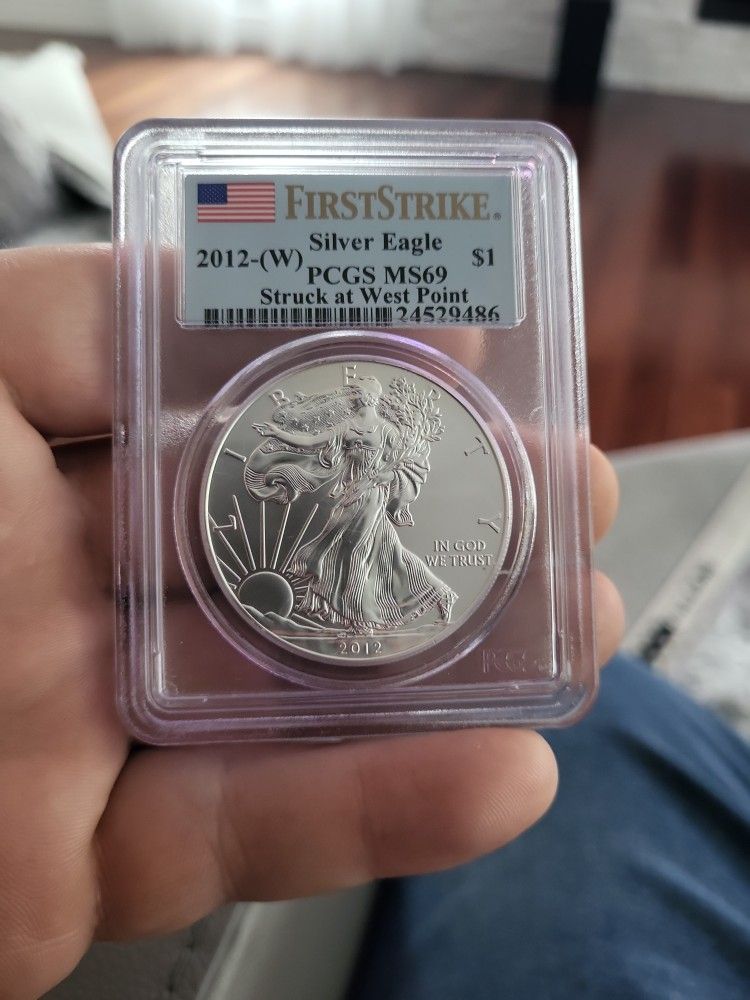 2012 (W) $1 American Silver Eagle PCGS MS 69 First Strike
Struck at West Point