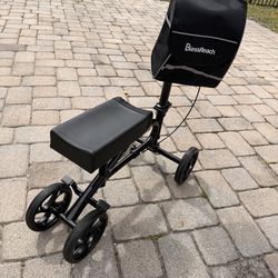 Knee Scooter Steerable Knee Walker for Foot Injuries Compact Crutch Alternative with Dual Braking System (Black)