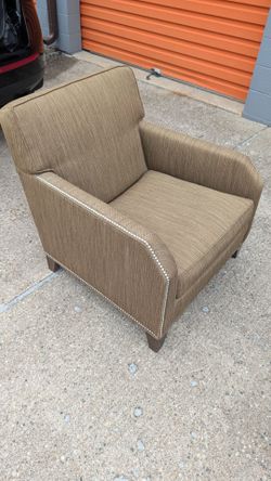 Authentic Ethan Allen Club Chair with Nailhead Trim – Custom Woven Fabric