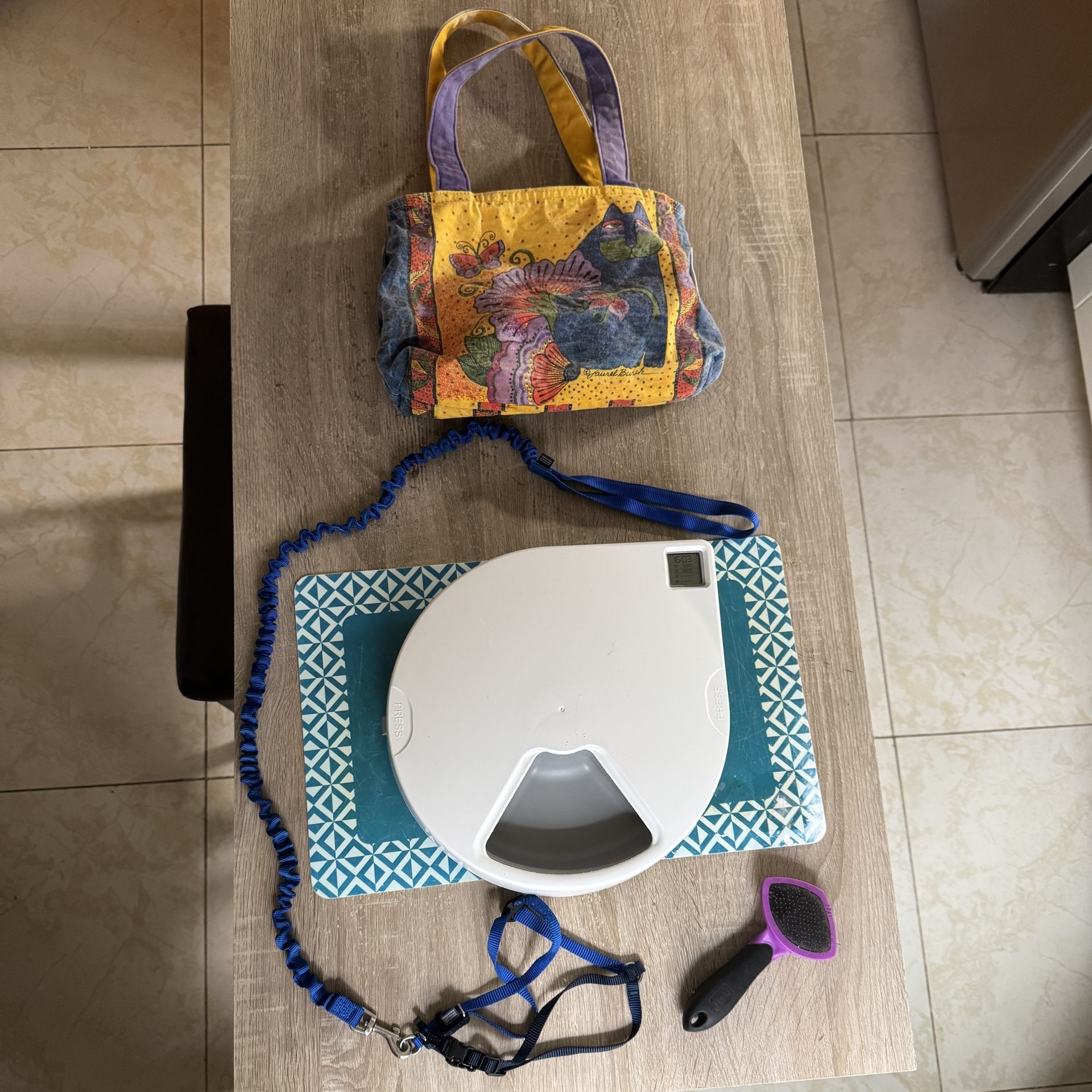 New Cat Kit! Feeder, Harness, Brush, Bag, Mat