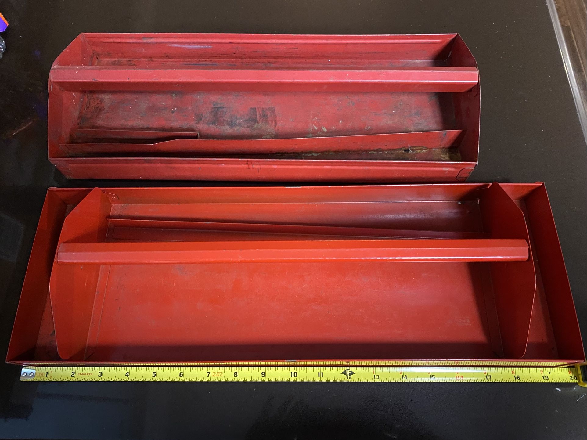 VINTAGE METAL CRAFTSMAN RED TOOL BOX TRAYS