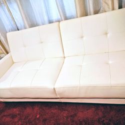 Sofa/bed White Leather  $150 OBO.