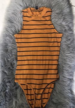 Mustard blue stripe bodysuit