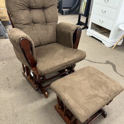Upholstered rocking chair with padded cushion,