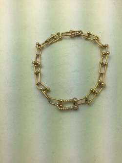 18k Yellow Gold Bracelet U Ball Link Design 7”